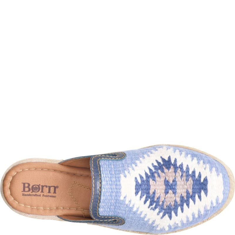 Born Women's Gretta Clogs - Sea Blue Cotton Fabric (Multicolor)