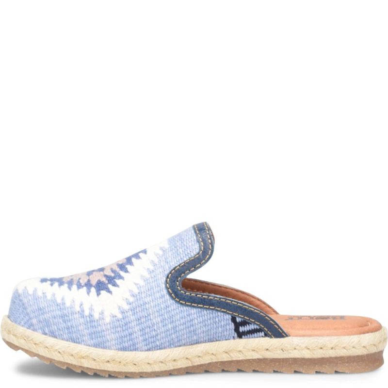 Born Women's Gretta Clogs - Sea Blue Cotton Fabric (Multicolor)