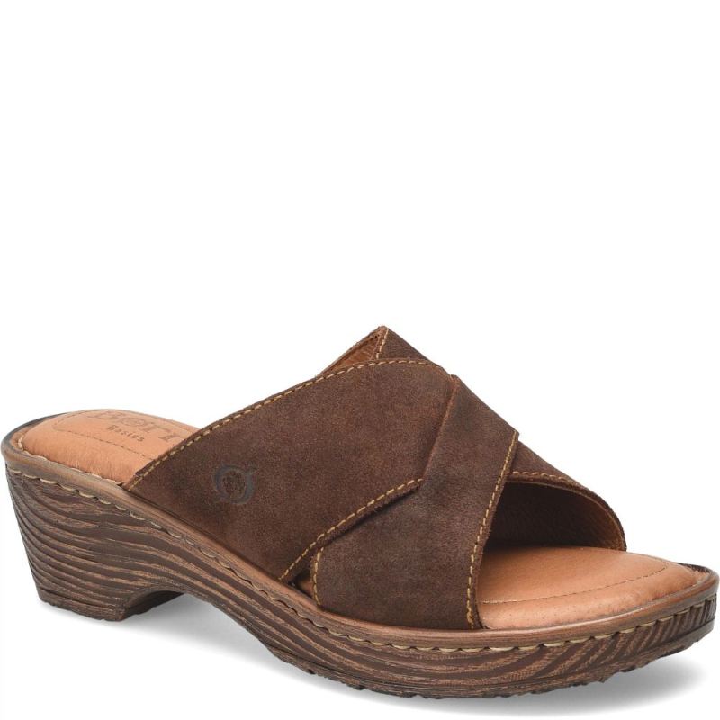 Born Women's Teayo Basic Sandals - Dark Brown Distressed (Brown)