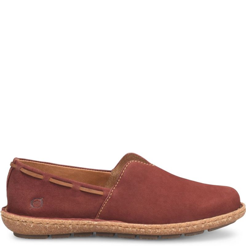 Born Women's Naya Slip-Ons & Lace-Ups - Brick Nubuck (Red)