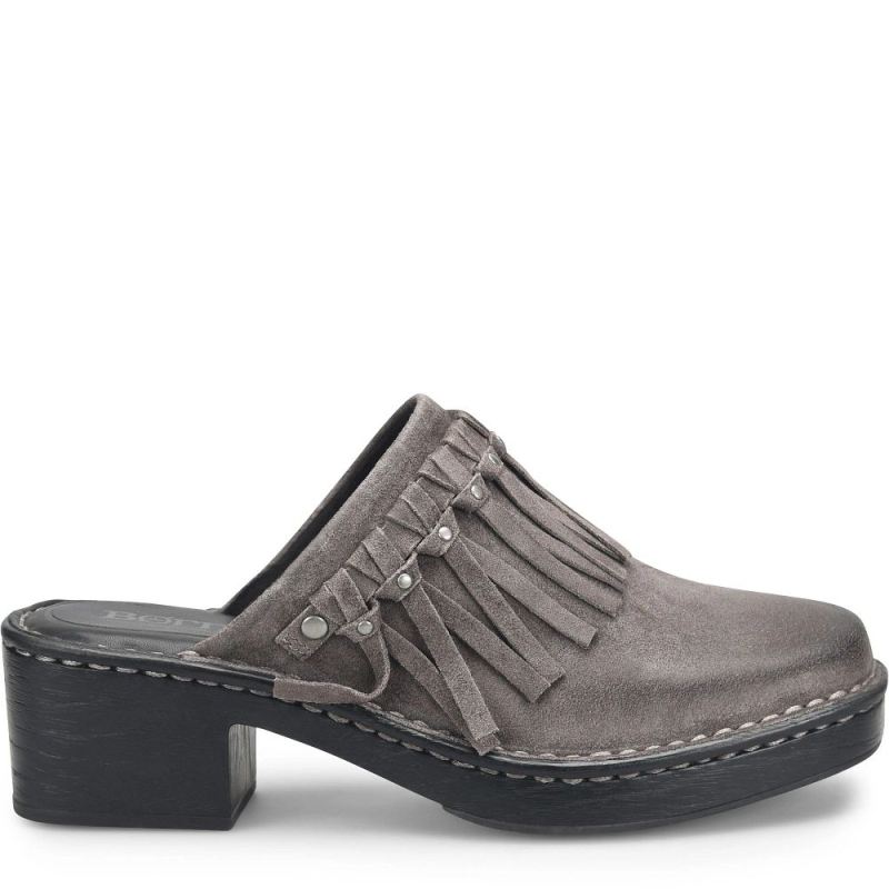 Born Women's Harmony Clogs - Dark Basalto Distressed (Grey)