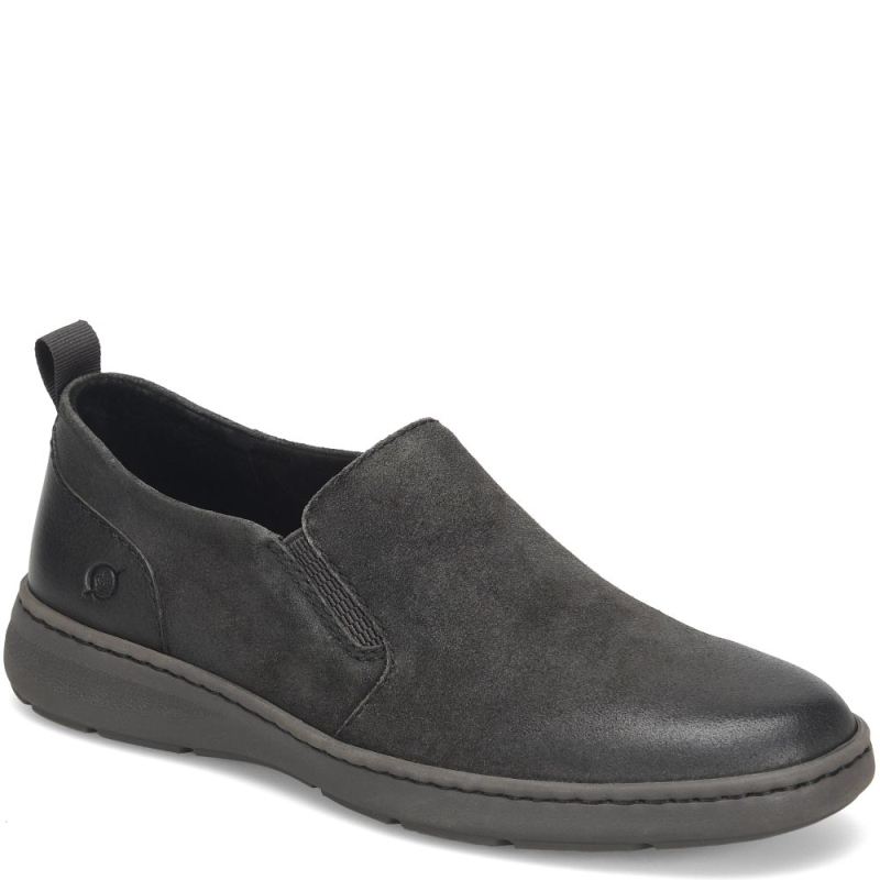 Born Men's Morgan Slip-Ons & Lace-Ups - Dark Carbon Distressed (