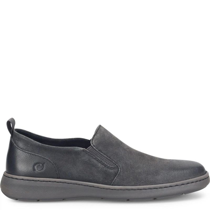 Born Men's Morgan Slip-Ons & Lace-Ups - Dark Carbon Distressed (