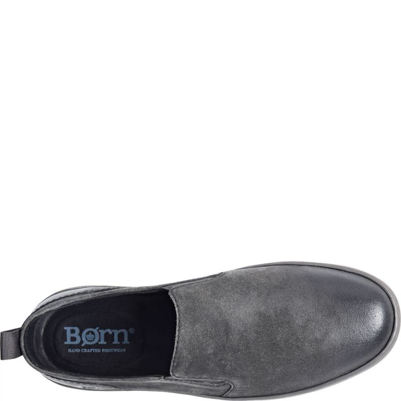 Born Men's Morgan Slip-Ons & Lace-Ups - Dark Carbon Distressed (