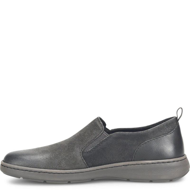 Born Men's Morgan Slip-Ons & Lace-Ups - Dark Carbon Distressed (