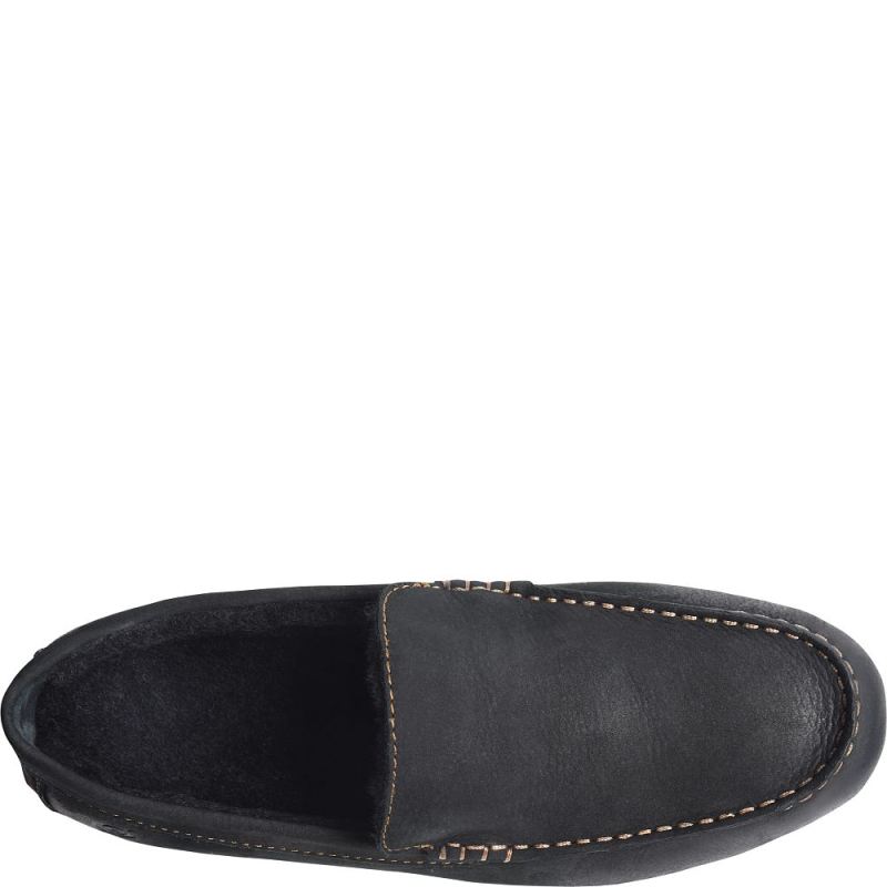 Born Men's Allan Shearling Slippers - Black Nubuck (Black)