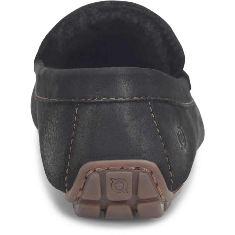 Born Men's Allan Shearling Slippers - Black Nubuck (Black)