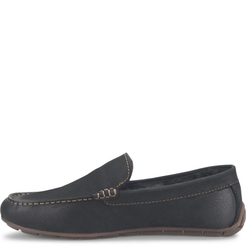 Born Men's Allan Shearling Slippers - Black Nubuck (Black)