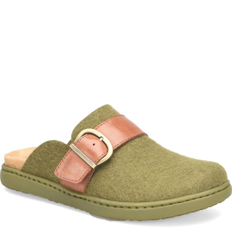 Born Women's Lia Clogs - Dark Military Felt Combo (Green)