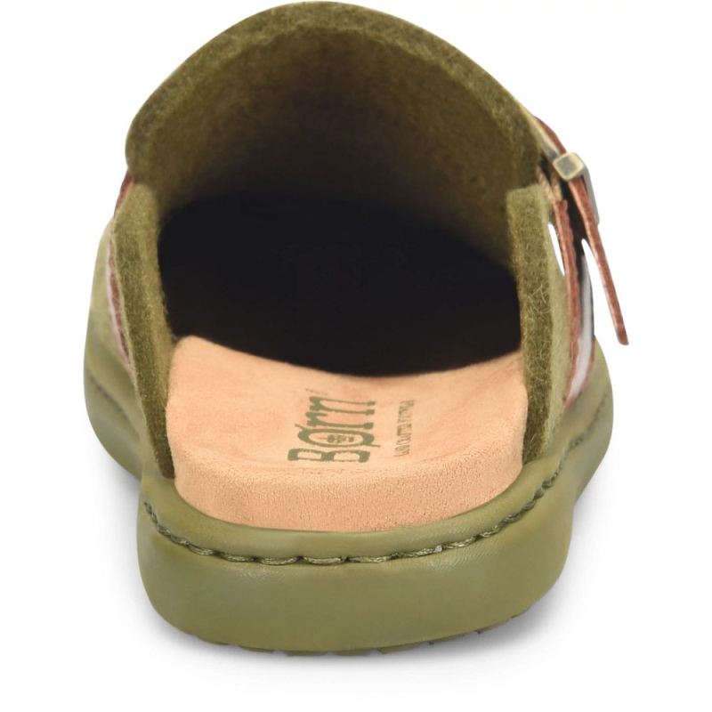 Born Women's Lia Clogs - Dark Military Felt Combo (Green)