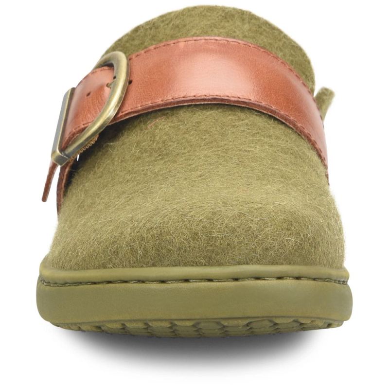 Born Women's Lia Clogs - Dark Military Felt Combo (Green)