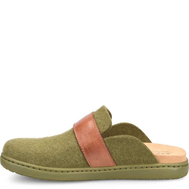 Born Women's Lia Clogs - Dark Military Felt Combo (Green)