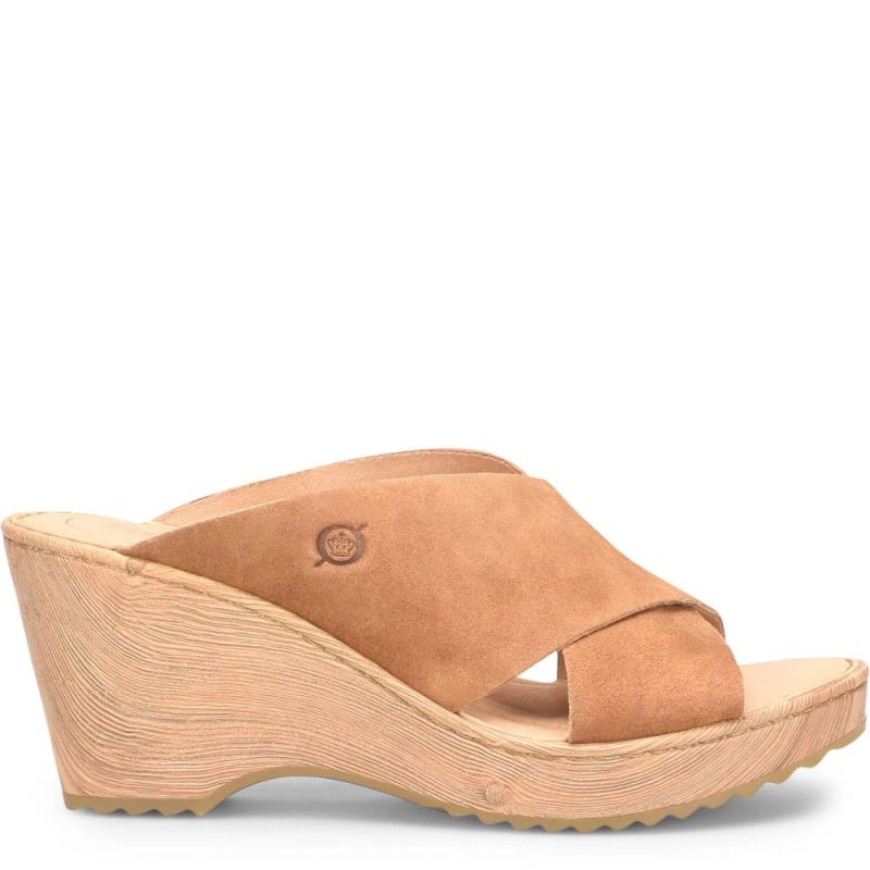 Born Women's Nora Sandals - Tan Camel Suede (Brown)