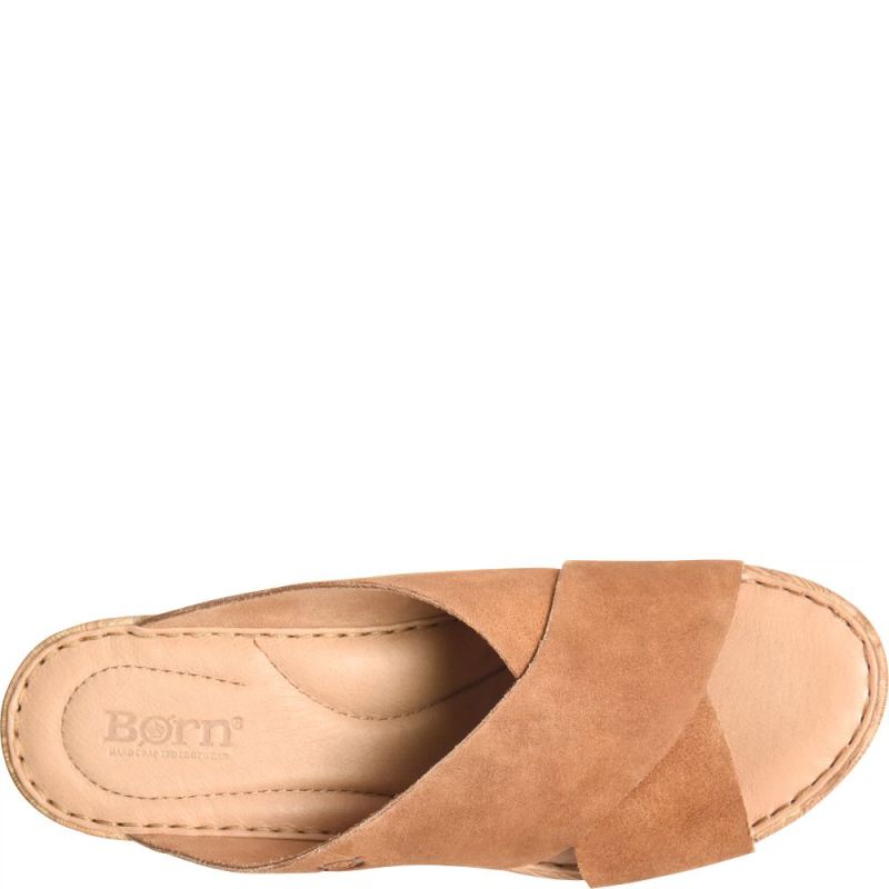 Born Women's Nora Sandals - Tan Camel Suede (Brown)