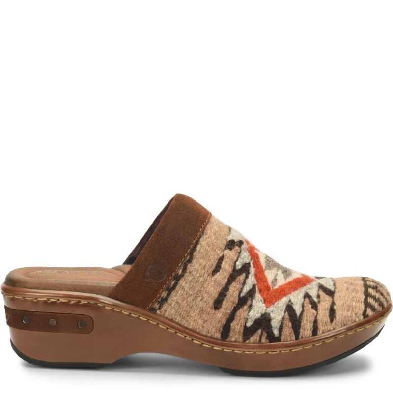 Born Women's Bandy Blanket Clogs - Glazed Ginger Blanket (Brown)