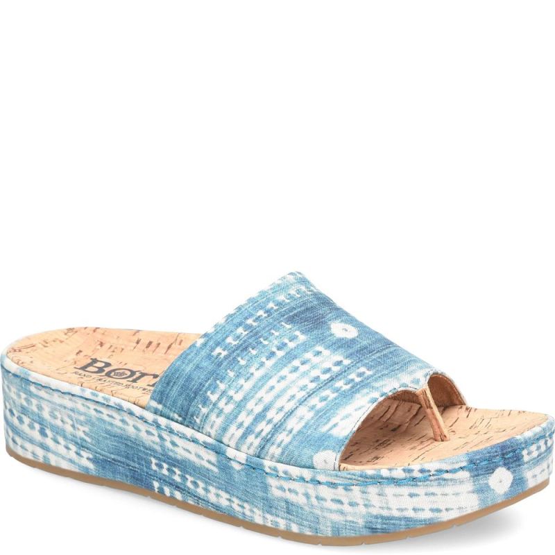 Born Women's Sharr Sandals - Blue Multi Tencel Fabric (Multicolo