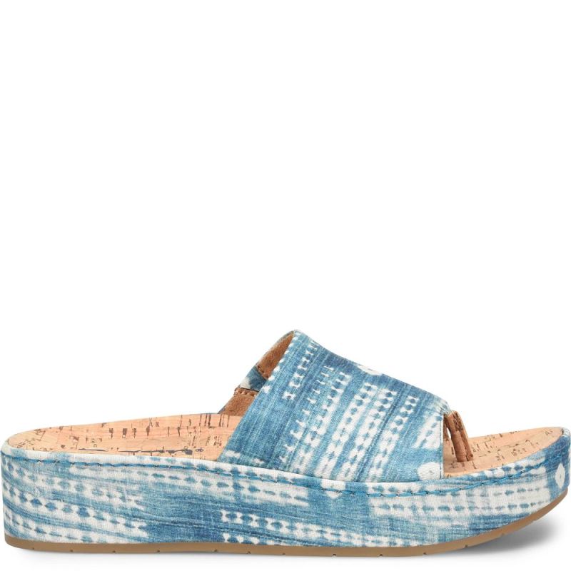 Born Women's Sharr Sandals - Blue Multi Tencel Fabric (Multicolo