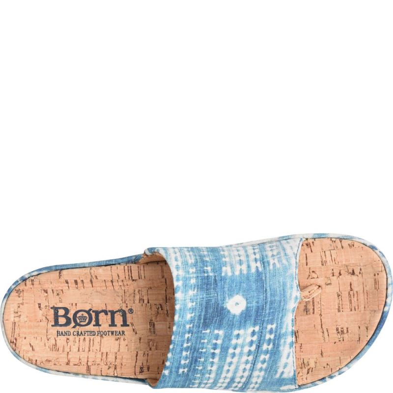 Born Women's Sharr Sandals - Blue Multi Tencel Fabric (Multicolo