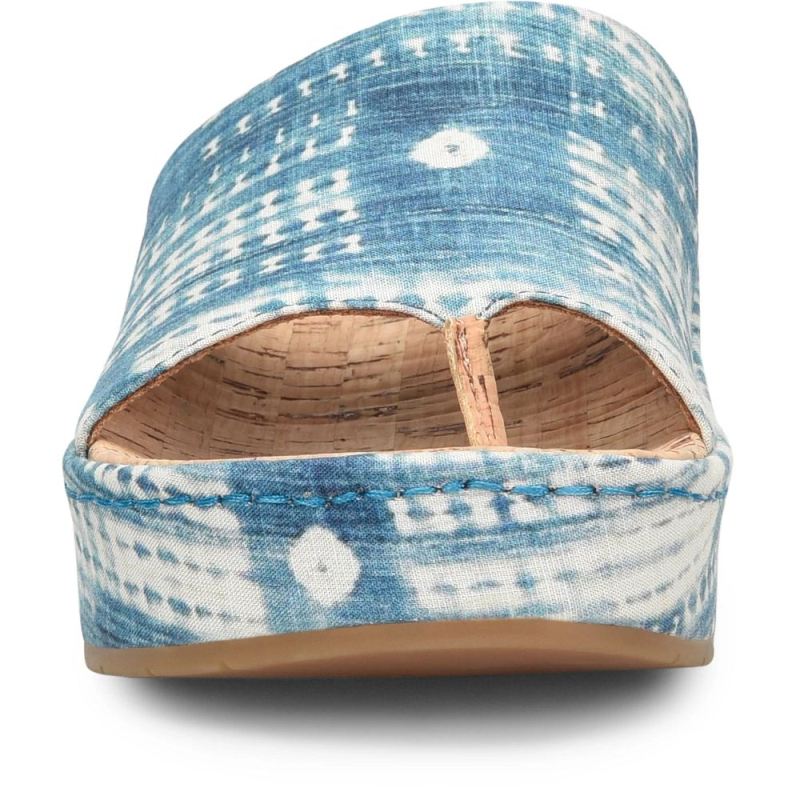 Born Women's Sharr Sandals - Blue Multi Tencel Fabric (Multicolo