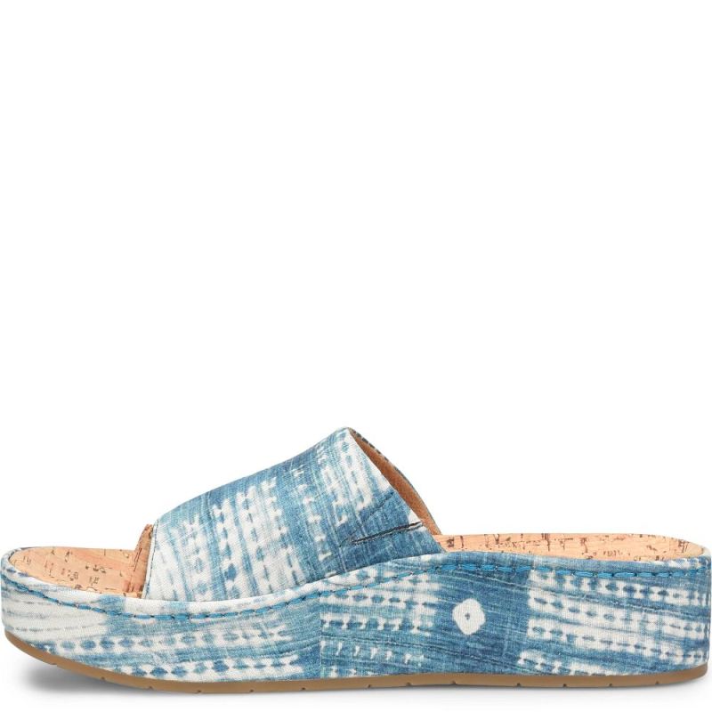 Born Women's Sharr Sandals - Blue Multi Tencel Fabric (Multicolo