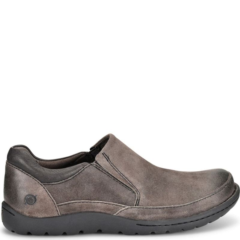 Born Men's Nigel Slip On Slip-Ons & Lace-Ups - Grey Combo Distre