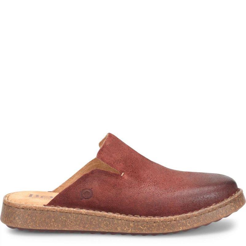 Born Women's Selina Clogs - Dark Brick Distressed (Red)