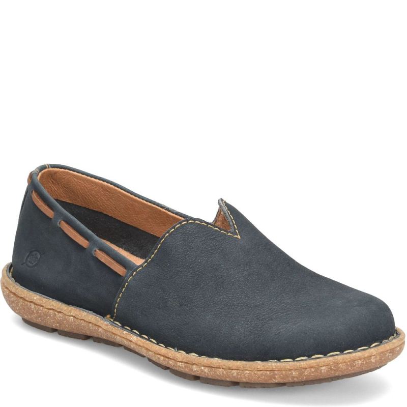 Born Women's Naya Slip-Ons & Lace-Ups - Navy Sailor Nubuck (Blue