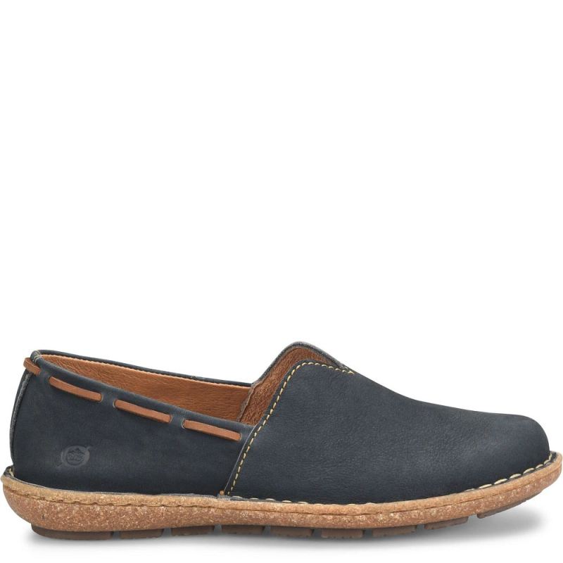 Born Women's Naya Slip-Ons & Lace-Ups - Navy Sailor Nubuck (Blue