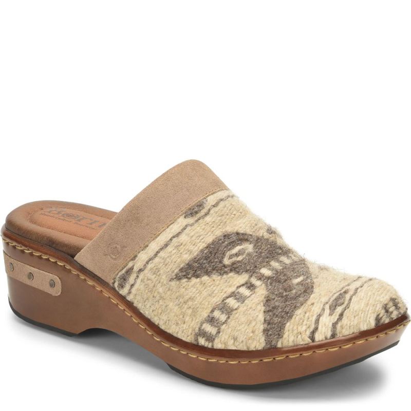 Born Women's Bandy Blanket Clogs - Birch Blanket Combo (Tan)