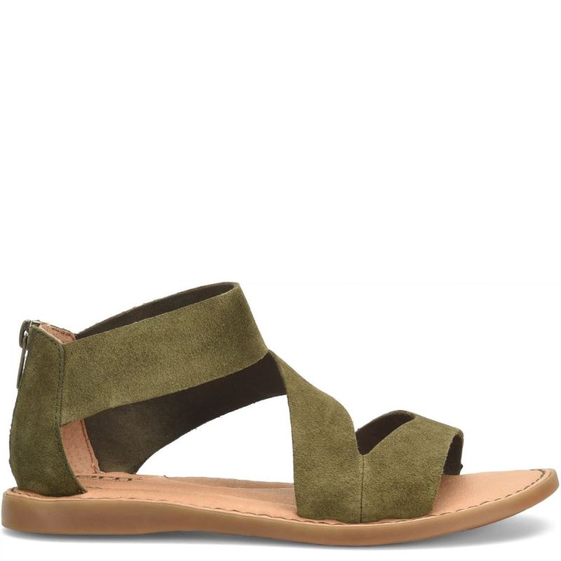 Born Women's Irie Sandals - Army Green Suede (Green)