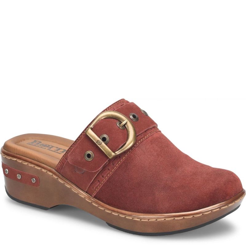 Born Women's Banyan Clogs - Dark Brick Distressed (Red)