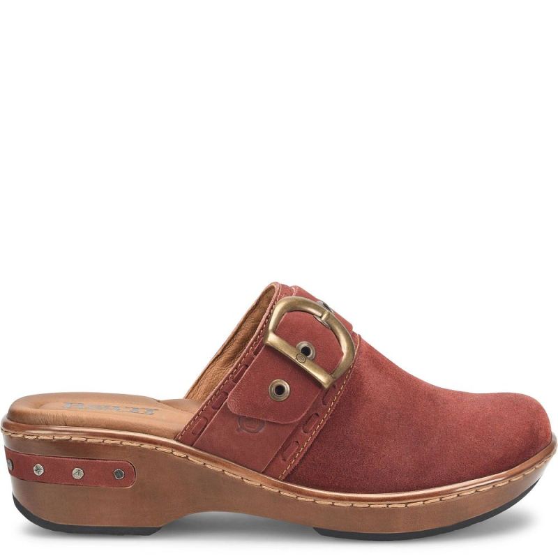 Born Women's Banyan Clogs - Dark Brick Distressed (Red)