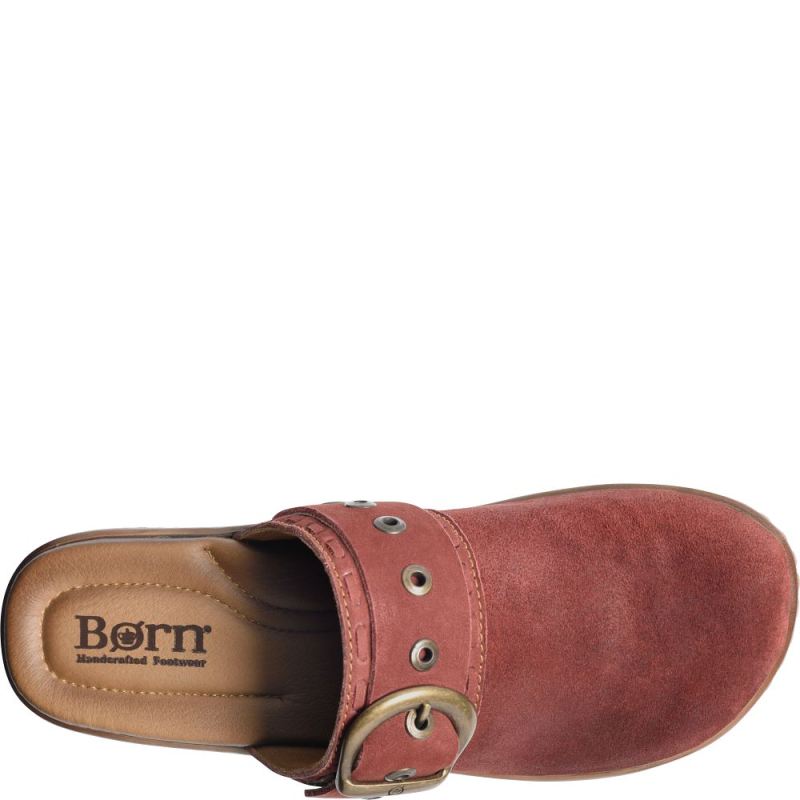 Born Women's Banyan Clogs - Dark Brick Distressed (Red)