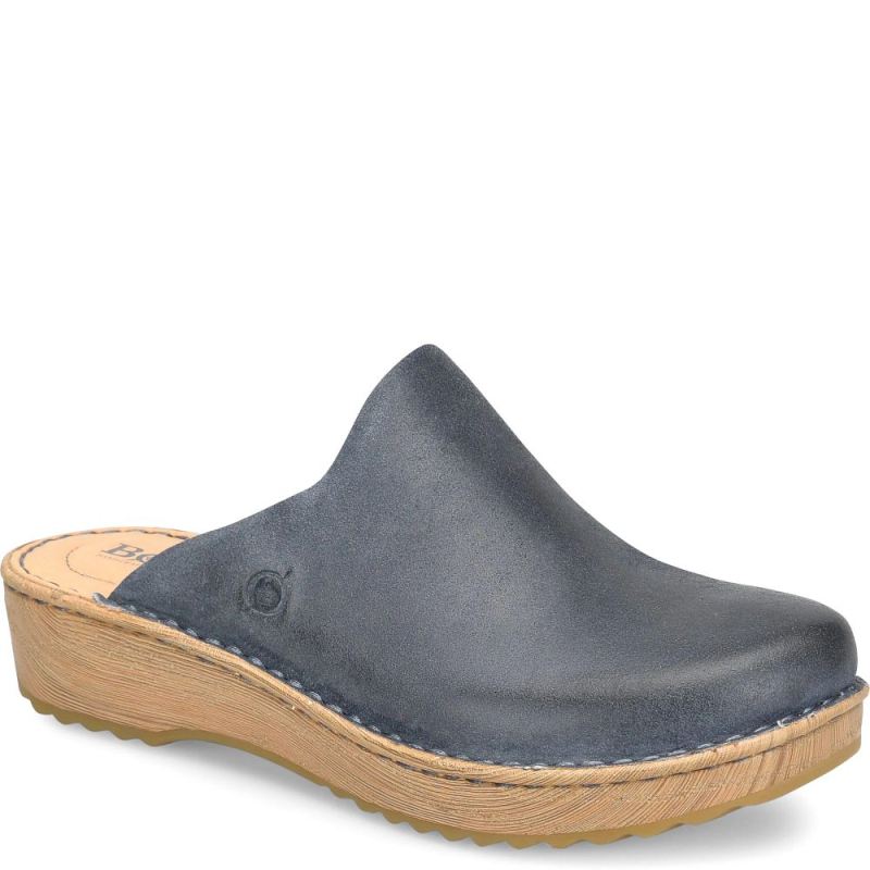 Born Women's Andy Clogs - Light Jeans Distressed (Blue)