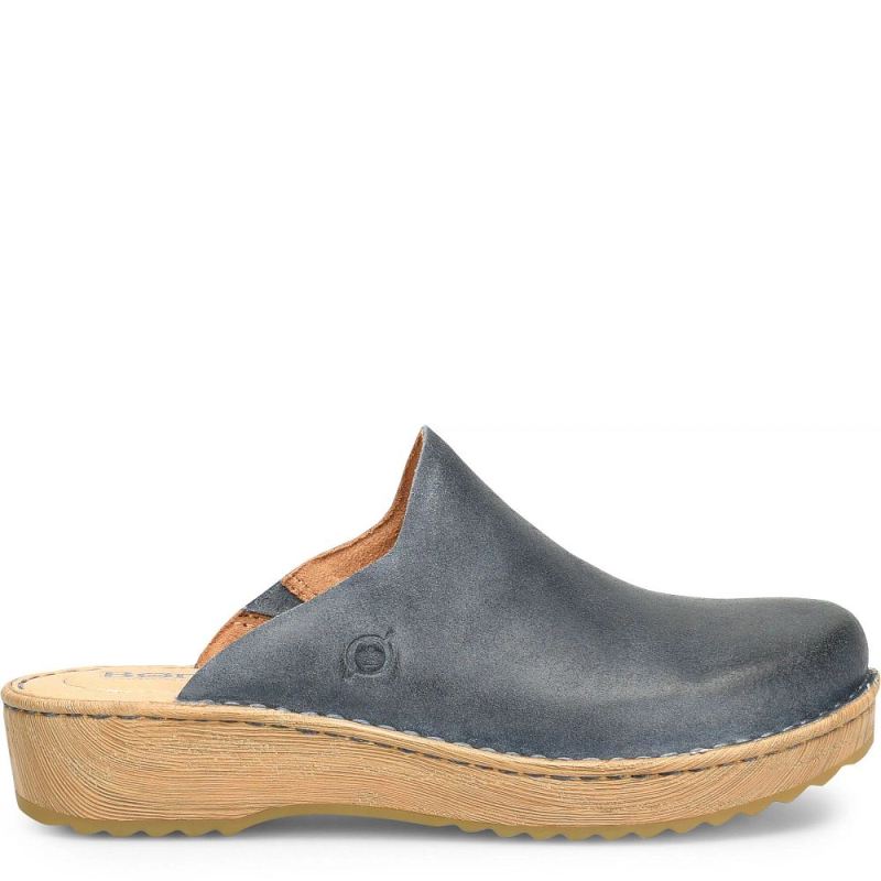 Born Women's Andy Clogs - Light Jeans Distressed (Blue)