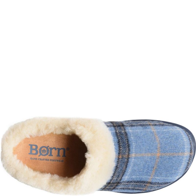 Born Women's Ali Slip-Ons & Lace-Ups - Blue Plaid Wool (Blue)